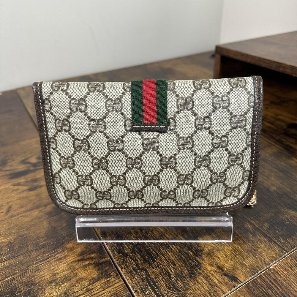 Gucci Accessory Collection Crossbody Bag Clutch GG Monogram Vintage Authentic - Picture 2 of 16